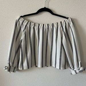 Off The Shoulder Striped Blouse